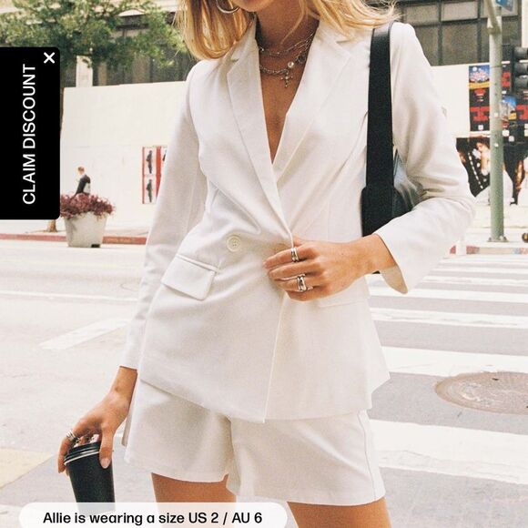 Princess Polly SAZAN BLAZER & SHORTS WHITE - Picture 1 of 10